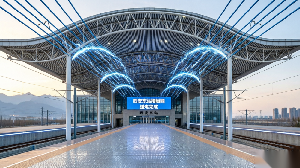El corazón energético del mayor nudo de alta velocidad de Asia entra en servicio: la catenaria de la estación de Xi'an Este completa la puesta en tensión